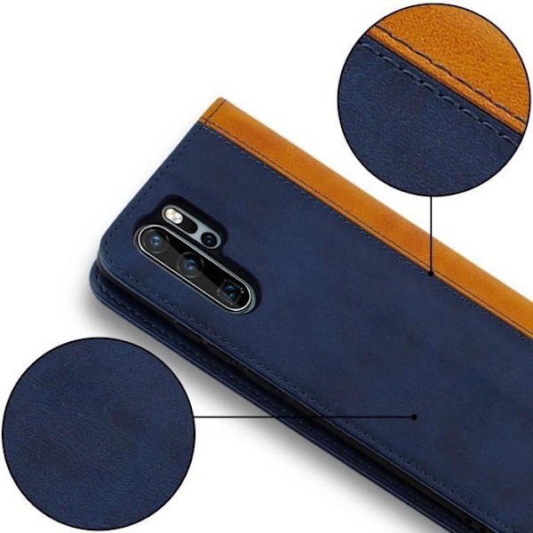 Plånboksfodral - AVIZAR - Huawei P30 Pro - Ekoskinn - Mörkblå - Videostöd Midnattsblå