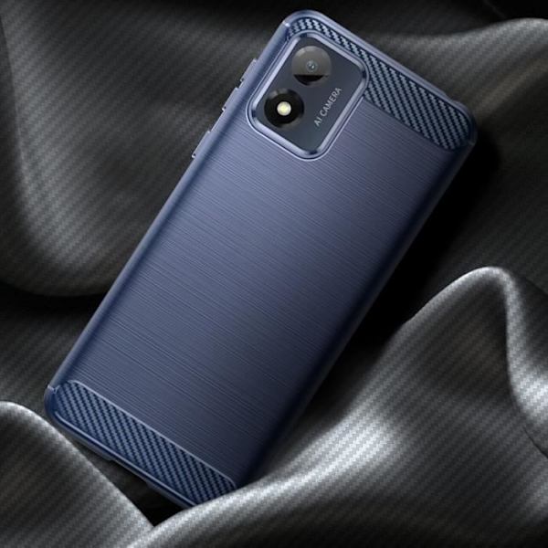 Kotelo Motorola Moto E13:lle - AVIZAR - Jäykkä - Sininen - Harjattu hiiliefekti Blå