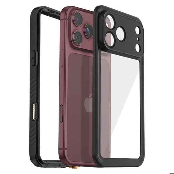 Helcover til iPhone 18 Pro MagSafe Vandtæt IP68 3m med Rem Redpepper Sort / Transparent Svart / Klar