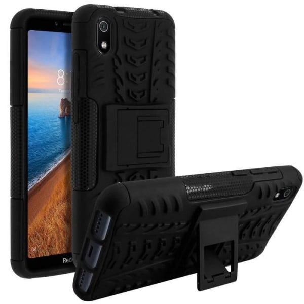 Coque - AVIZAR - Xiaomi Redmi 7A - Bi-materiel - Styv - Inbyggd ställning Svart