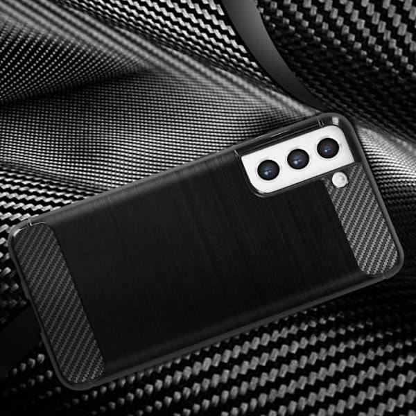 Samsung Galaxy S21 FE -vahvistettu pehmeä hiiliharjattu efektikotelo, musta