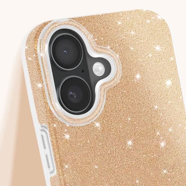 Coque - iPhone 16 - Stødabsorberende - Glitter - Skinnende Guld Gul