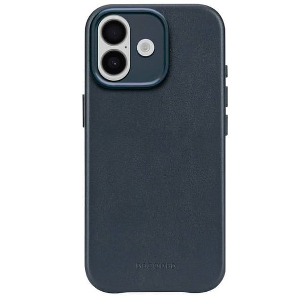 Coque MagSafe - DECODED - iPhone 17 - Fuldkorn læder - Stødabsorberende beskyttelse - Marineblå Blå