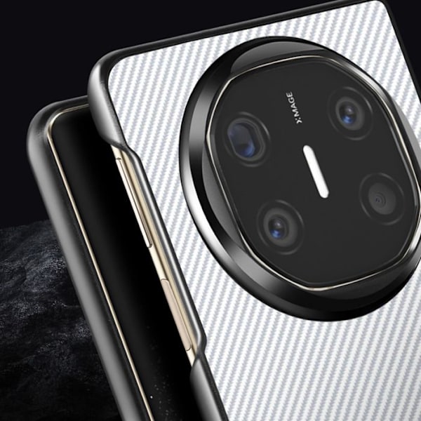 Coque i kolför radar Huawei Mate X6 Vävd Läder Silikon Kant Vit Vit