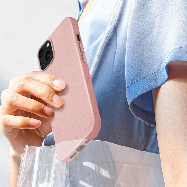 Fodral till iPhone 15 Silikon Anti-Fingeravtryck Återvinningsbart klassiskt fodral Organisk Rosa - AVIZAR - Mjukt - Blandat Rosa