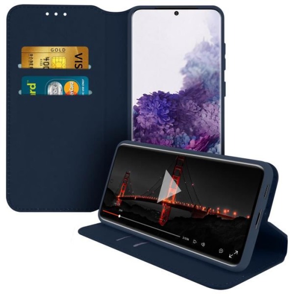 Samsung Galaxy S20 Plus Cover - AVIZAR - Folio Wallet Case - Eco-Læder - Støtte Funktion - Blå Blå