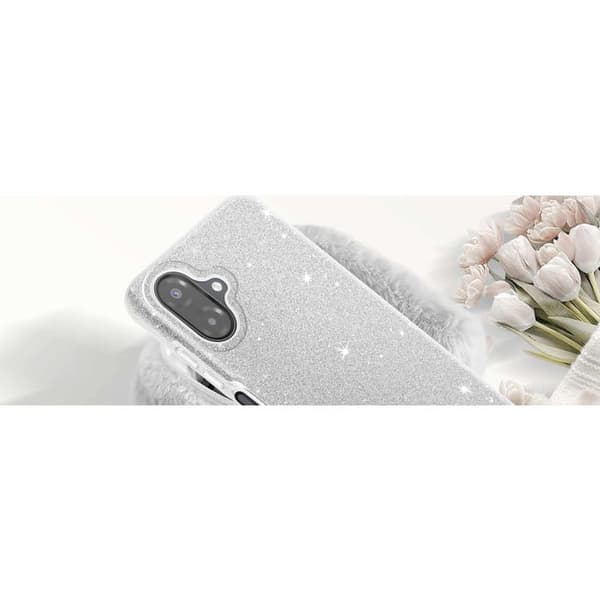 Cover - UNDERRETTE - Galaxy A07 - Bi-Material - Glitrende Sølv - Skærm- og Kamerabeskyttelse Grå