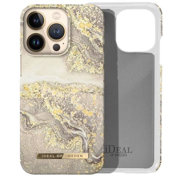 iPhone 13 Pro -kuori marmoroitu Luxury Ultra Thin Sparkle Greige Marble iDeal of Sweden Beige