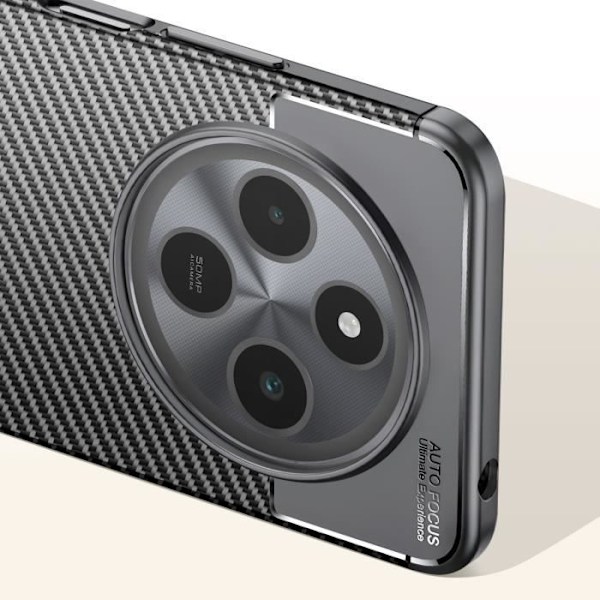 Hiilikuitukuori Xiaomi Redmi 14C:lle, silikoninen, iskunkestävä, liukastumaton, musta Svart