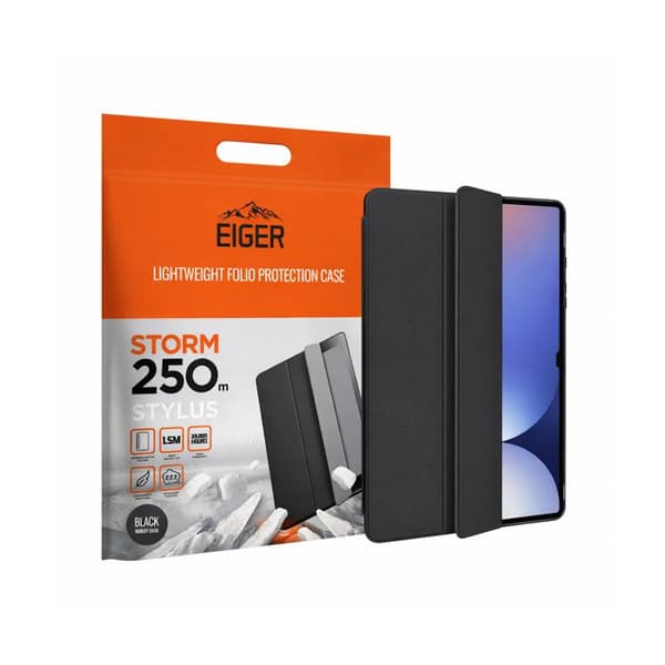 Folio-etui til Galaxy Tab S11 Serie Storm 250m med Stylus-plads Eiger Sort Svart