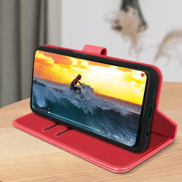 Huawei P smart 2021-fodral - AVIZAR - Röd - Skydd - Kortfack - Videostöd Röd