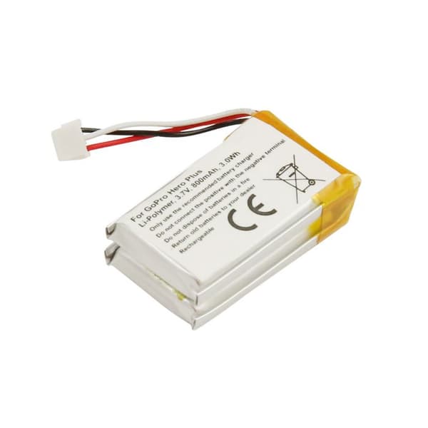 Batteri til GoPro Hero Plus Li polymer 3.7V 800mAh 3.0Wh Hvid
