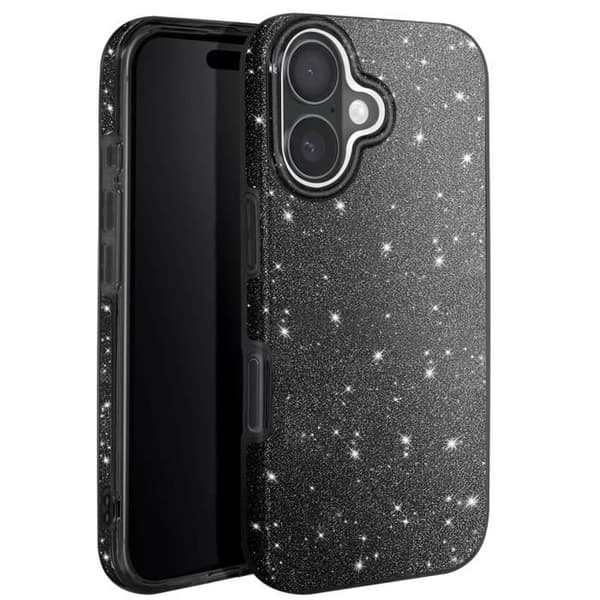 Glitter skal - Ej specificerad - iPhone 16 - Stötdämpande - Glittrande - Glamourös och chic Svart