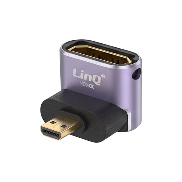 Mini Video Adapter Micro-HDMI Han til HDMI 2.1 Hun Vinklet 8K LinQ Lilla