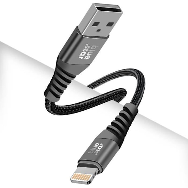 USB-Lightning-kaapeli - BLUESTAR - 1,2 m - 2,4 A pikalataus - Punottu nailon - Yhteensopiva iPhone/iPad Svart