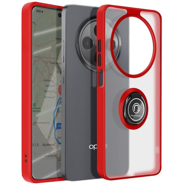 Magnetisk ring transparent bakfodra för Oppo Reno 12F röd Rød