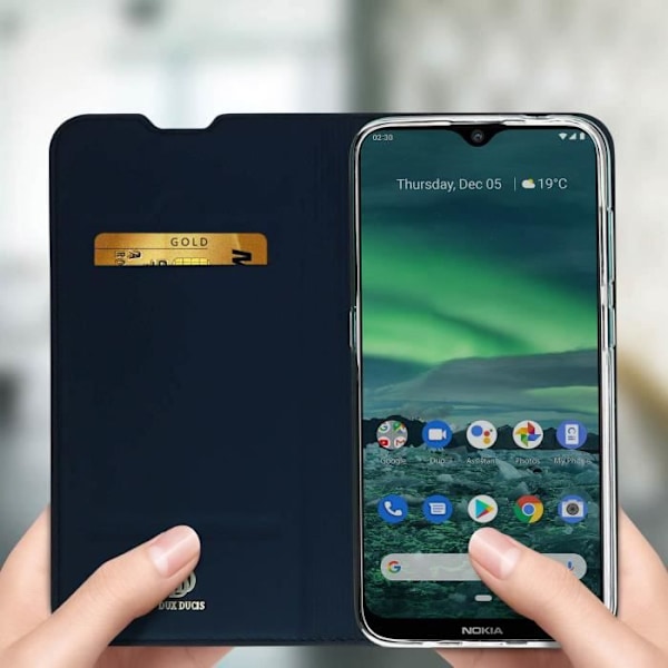 Étui Folio - DUX DUCIS - Nokia 2.3 - Eco-läder - Videostöd - Kortfack - Mörkblå Nattblått