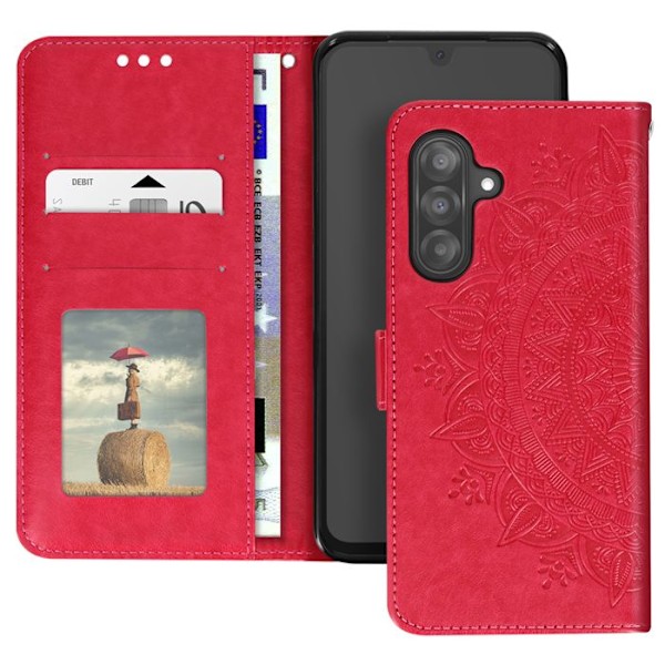 Etui Fleurs Mandala til Samsung Galaxy A26 Pung med Rem Fuchsia Rosa