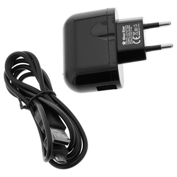 USB-virtalähde - Bluestar - 1A - Musta - micro-USB-kaapeli - Nopea lataus Svart
