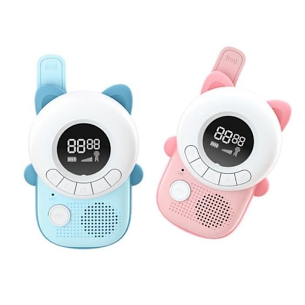 Walkie talkie til børn - TECHKIDS - Miaou-model - Baggrundsbelyst LCD-skærm - 8 kanaler - 10 opkaldstoner Rosa