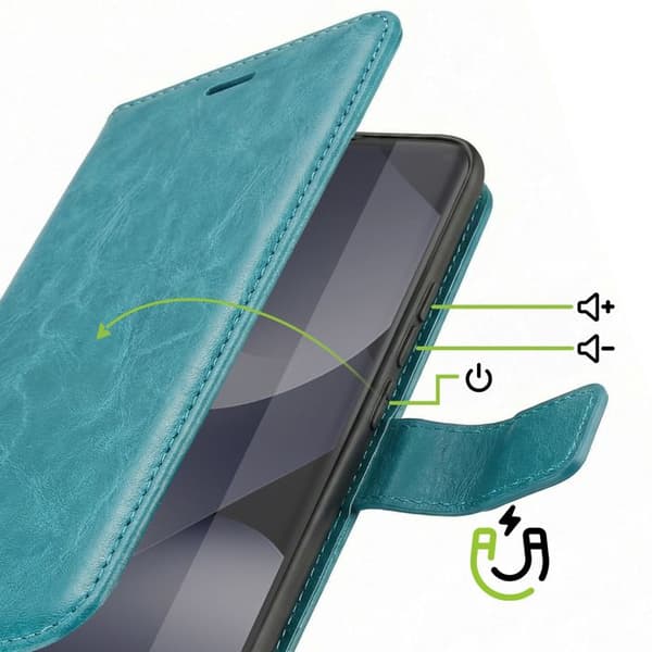 Plånboksfodral för Redmi Note 15 5G / 4G med handledsrem och ställfunktion Mayaxess Turkos Blå