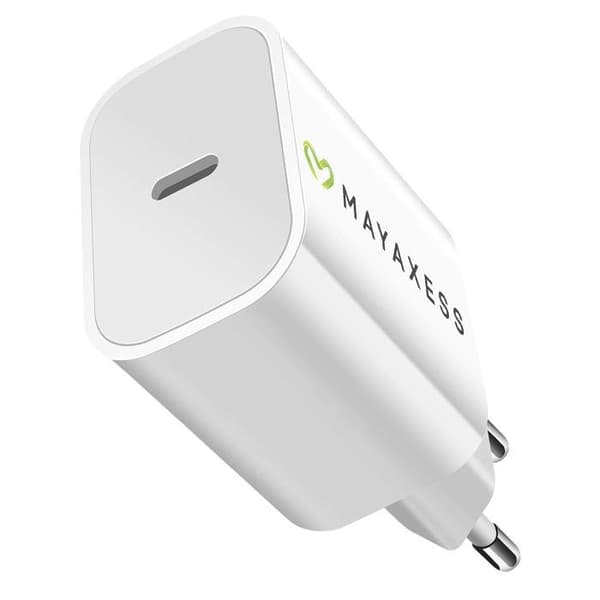 Snabbladdare USB-C 20W - MAYAXESS - Google Pixel 10 Pro Fold - Vit - Kompakt - Säker Vit