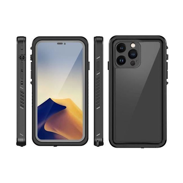 Cover til iPhone 14 Pro - EIGER - 360° Fuld beskyttelse Vandtæt IP68 forstærket - Sort Transparent