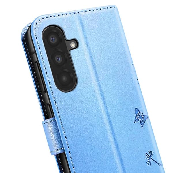 Pungetui til Galaxy A37 Premium Design Blomster Sommerfugl Zanaé Lys Blå Blå