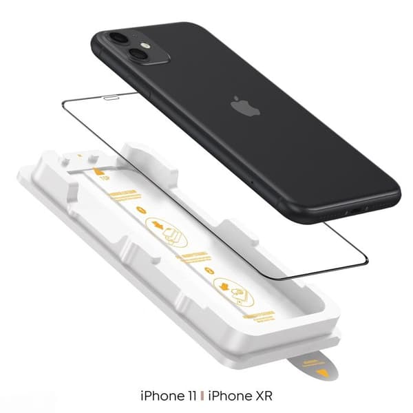 Hærdet Glas til iPhone 11 / XR Stødabsorberende med Magic Box Zanaé Montering Kit Gennemsigtig Vit