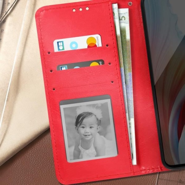 Kotelo Oppo A38 Vintage Design Flip Wallet Video Support Red