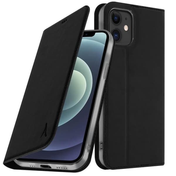 Housse iPhone 12 Mini - AKASHI - Porte-kort, Videostander - Sort Svart