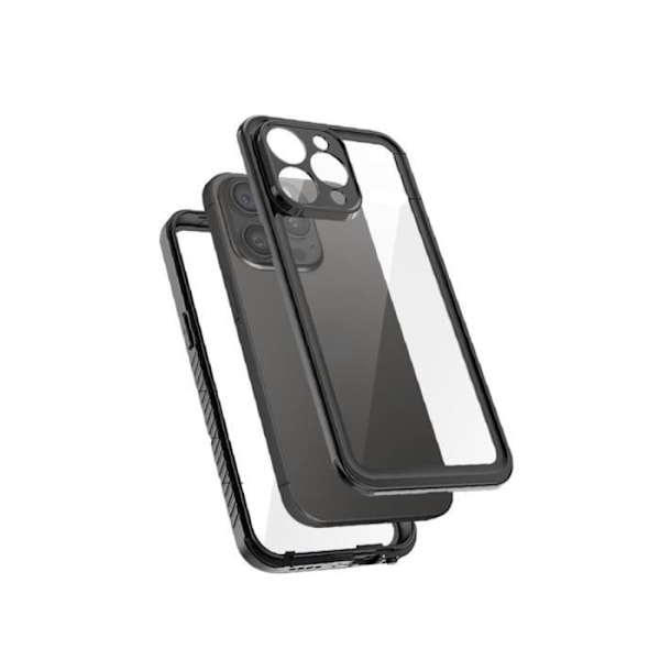 Cover til iPhone 14 Pro - EIGER - 360° Fuld beskyttelse Vandtæt IP68 forstærket - Sort Transparent