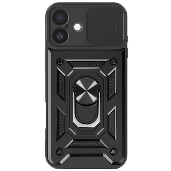 Coque för iPhone 16 Plus Med Stödring Skjutbart Kamerafodral Mayaxess Svart Svart