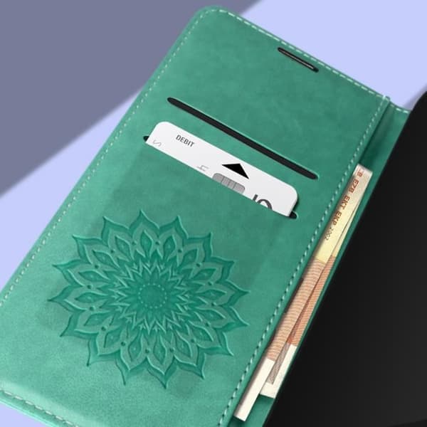 Étui iPhone 11 - Mandala Blomst - Grøn - Fuld beskyttelse - Støttefunktion - Rem til håndled Grön