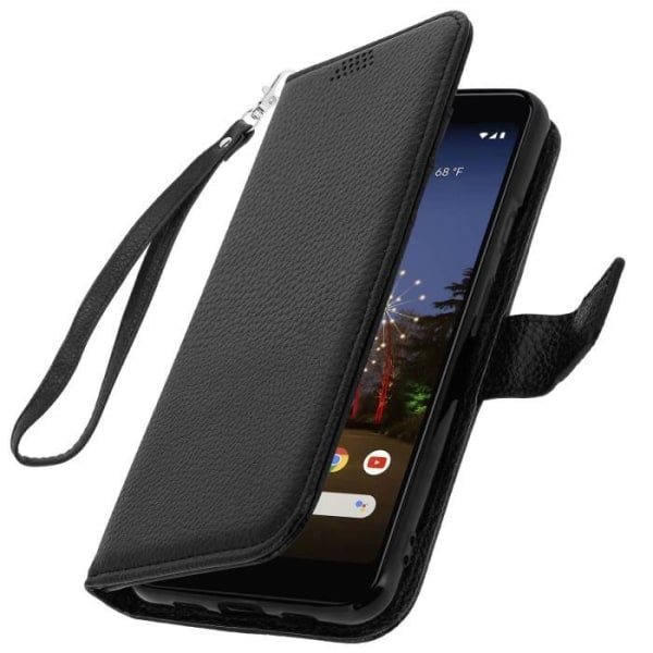 Housse - AVIZAR - Google Pixel 3A - Øko-læder - Video-støtte - Magnetisk - Sort Svart