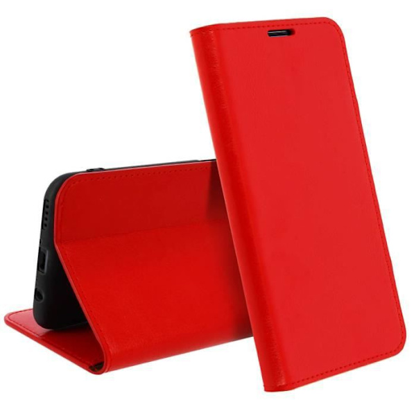 Huawei P40 Lite Fodral - AVIZAR - Äkta Läder - Videostöd - Kortfack - Röd Röd