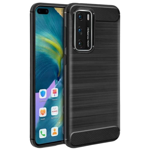 Takakuori - AVIZAR - Huawei P40 - Pehmeä - Hiilikuituviimeistely - Isku- ja naarmusuojatut Svart