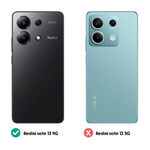 Cover til Xiaomi Redmi Note 13 4G - XIAOMI - Kortholder - Sort - Tynd og let Svart