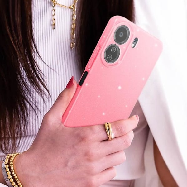 Kotelo Xiaomi Redmi 13C:lle - AVIZAR - Glitter Design - Suojattu kamera - Vaaleanpunainen Rosa