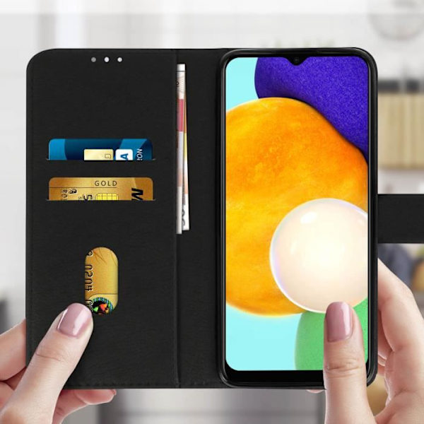 Cover til Samsung Galaxy A03S - AVIZAR - Pung og Video Støtte - Sort Svart