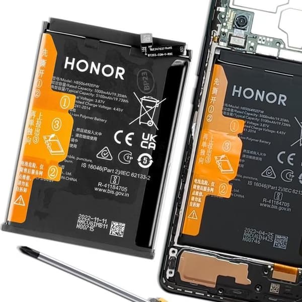 Batteri - HONOR - Magic 5 Lite - 5100mAh - Lithium Ion - Intern - Sort Svart