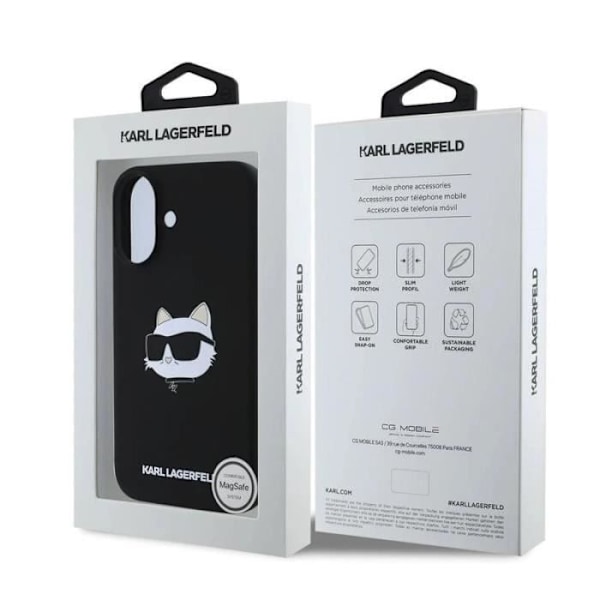 Karl Lagerfeld Liquid Silicone Choupette Head Case för iphone 16 6.1" Svart - KLHMP16SSCHPPLK Svart