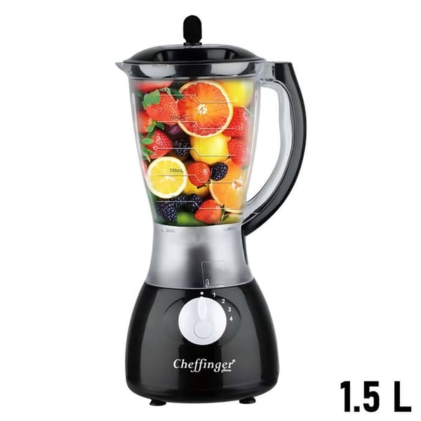 Blender - CHEFFINGER - Cheffinger - 1,5L - 1000W - 4 Hastigheder - 6 Rustfrie Klinger Svart
