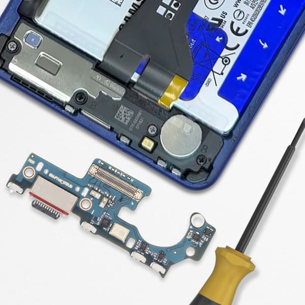 USB-C Opladerstik til Galaxy Z Flip7 med Blå Mikrofon Blå