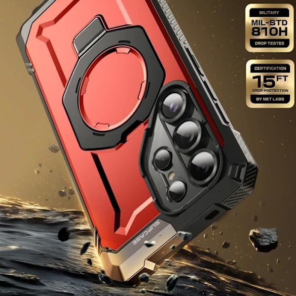 Coque til Samsung S25 Ultra Stødabsorberende Med MagSafe Ring Video Støtte Supcase Rød Röd