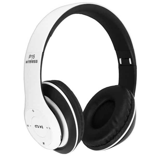 Kuulokkeet - P15 - Langaton Bluetooth 4.0 - 3,5 mm jakki - FM-radio - Micro-SD Vit
