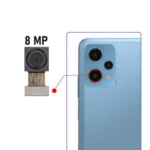 8MP ultravidvinkelsensorkamera för Xiaomi Redmi Note 12 5G - AVIZAR - byte av bakre sensor Svart