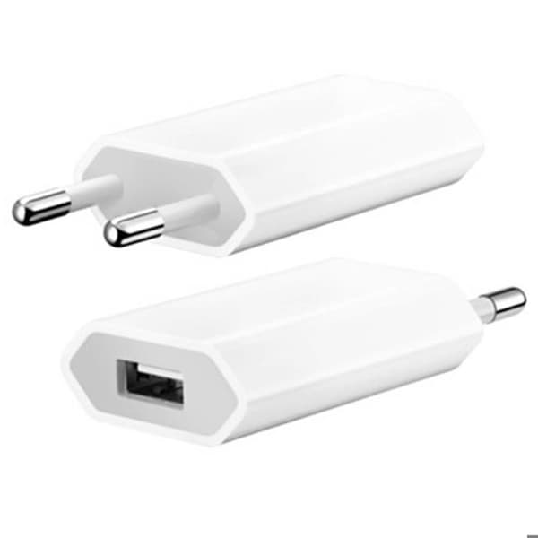 USB-A 1A vægoplader med Apple 30-stifter kabel til USB-A 1m Hvid Vit
