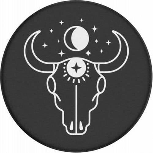 Tilbehør til Smartphone - PopSockets - Pop Grip Standard - Design Tyr og Måne - Sort - Letvægt Svart