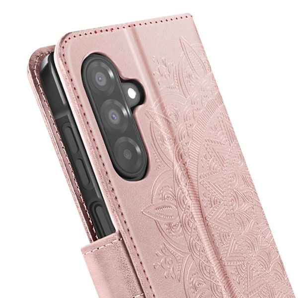 Mandala Kukka Kotelo Samsung Galaxy A26 Lompakko Rannekahva Vaaleanpunainen Kulta Rosa